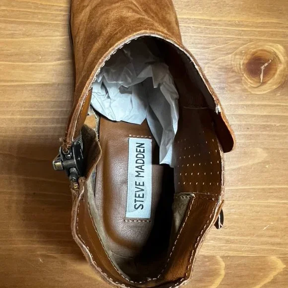 Steve Madden Cassie Ankle Boots Cognac Suede 8 - Picture 5 of 9